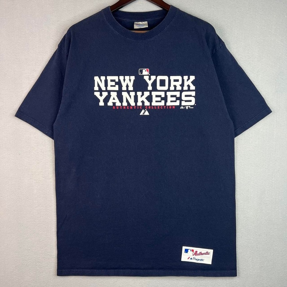 New York Yankees MLB Baseball Authentic Collection 2006 Blue Majestic Tee Shirt